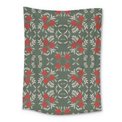 Floral Folk Damask Pattern Fantasy Flowers Floral Geometric Fantasy Medium Tapestry by Eskimos