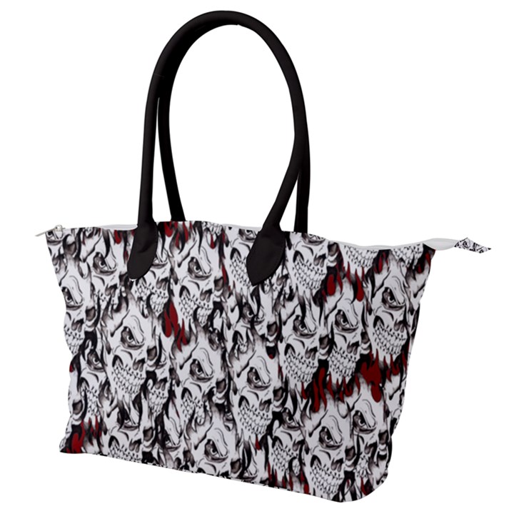 Demonic Skulls pattern, spooky horror, Halloween theme Canvas Shoulder Bag