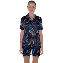 Oil Slick Satin Short Sleeve Pajamas Set by MRNStudios