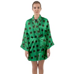 Butterflies In Fresh Green Environment Long Sleeve Satin Kimono by pepitasart