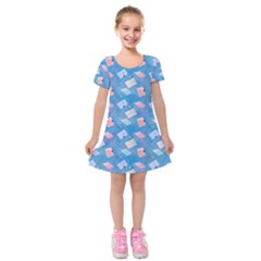 Notepads Pens And Pencils Kids  Short Sleeve Velvet Dress by SychEva