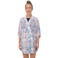 Notepads Pens And Pencils Half Sleeve Chiffon Kimono by SychEva