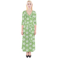 Weed Pattern Quarter Sleeve Wrap Maxi Dress by Valentinaart
