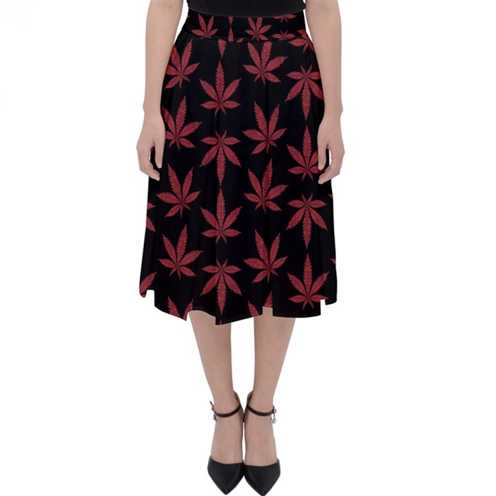 Weed Pattern Classic Midi Skirt