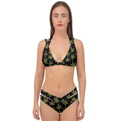 Weed Pattern Double Strap Halter Bikini Set by Valentinaart