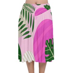 Tropical Pattern Velvet Flared Midi Skirt by Valentinaart