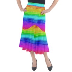 Watercolor Rainbow Midi Mermaid Skirt by Valentinaart