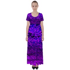 Magenta Waves Flow Series 2 High Waist Short Sleeve Maxi Dress by DimitriosArt