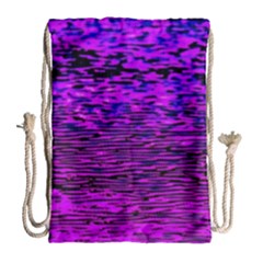 Magenta Waves Flow Series 2 Drawstring Bag (large) by DimitriosArt