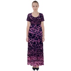 Pink  Waves Flow Series 11 High Waist Short Sleeve Maxi Dress by DimitriosArt