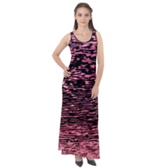 Pink  Waves Flow Series 11 Sleeveless Velour Maxi Dress by DimitriosArt