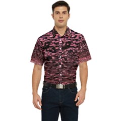 Pink  Waves Flow Series 11 Men s Short Sleeve Pocket Shirt  by DimitriosArt