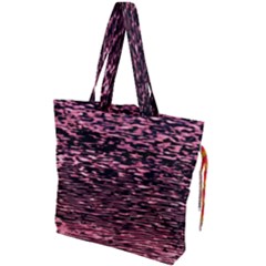 Pink  Waves Flow Series 11 Drawstring Tote Bag by DimitriosArt