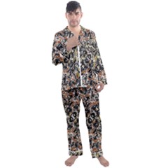 Modern Camo Tropical Print Design Men s Long Sleeve Satin Pajamas Set by dflcprintsclothing