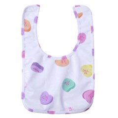 Valentines Day Candy Hearts Pattern - White Baby Bib by JessySketches