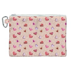 Sweet Heart Canvas Cosmetic Bag (xl) by SychEva