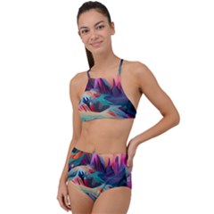 Colorful Mountains High Waist Tankini Set by Dazzleway