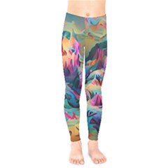 Colorful Mountains Kids  Leggings by Dazzleway