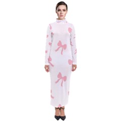 Pink Bow Pattern Turtleneck Maxi Dress by Littlebird