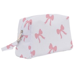 Pink Bow Pattern Wristlet Pouch Bag (large)