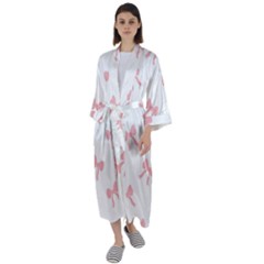 Pink Bow Pattern Maxi Satin Kimono by Littlebird