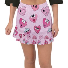 Emoji Heart Fishtail Mini Chiffon Skirt by SychEva