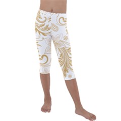 Flowers Shading Pattern Kids  Lightweight Velour Capri Leggings  by fashionpod