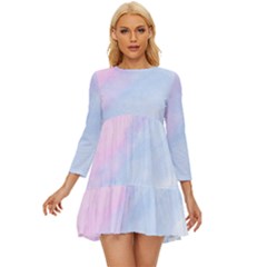 Watercolor Clouds2 Long Sleeve Babydoll Dress by Littlebird