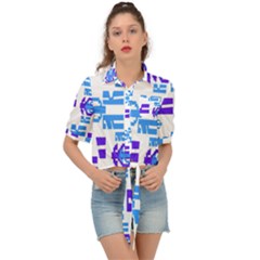 Abstract Pattern Geometric Backgrounds   Tie Front Shirt  by Eskimos