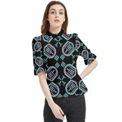 Abstract Pattern Geometric Backgrounds   Frill Neck Blouse