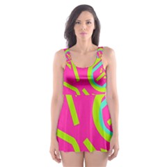 Abstract Pattern Geometric Backgrounds   Skater Dress Swimsuit by Eskimos