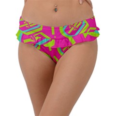 Abstract Pattern Geometric Backgrounds   Frill Bikini Bottom by Eskimos