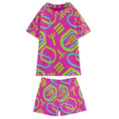 Abstract Pattern Geometric Backgrounds   Kids  Swim Tee And Shorts Set by Eskimos