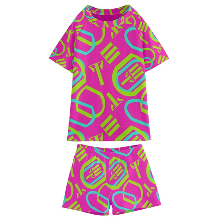 Abstract pattern geometric backgrounds   Kids  Swim Tee and Shorts Set