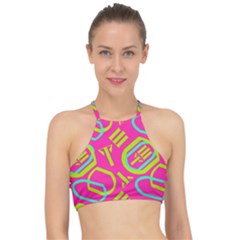 Abstract Pattern Geometric Backgrounds   Racer Front Bikini Top by Eskimos