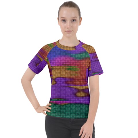 Puzzle Landscape In Beautiful Jigsaw Colors Women s Sport Raglan Tee by pepitasart