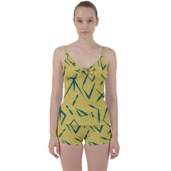 Abstract Pattern Geometric Backgrounds   Tie Front Two Piece Tankini