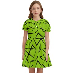 Abstract Pattern Geometric Backgrounds   Kids  Bow Tie Puff Sleeve Dress by Eskimos