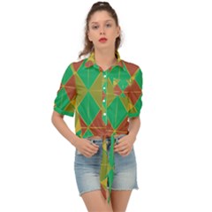 Abstract Pattern Geometric Backgrounds   Tie Front Shirt  by Eskimos