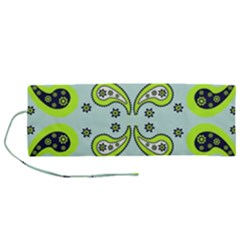 Floral Pattern Paisley Style  Roll Up Canvas Pencil Holder (m) by Eskimos
