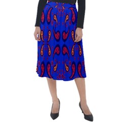 Floral Pattern Paisley Style  Classic Velour Midi Skirt  by Eskimos