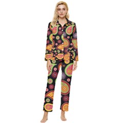 Paisley Pattern Design Womens  Long Sleeve Velvet Pocket Pajamas Set by befabulous