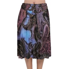 Boho Cthulu Velvet Flared Midi Skirt by MRNStudios