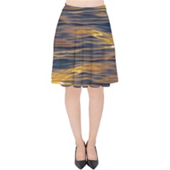 Sunset Waves Pattern Print Velvet High Waist Skirt by dflcprintsclothing