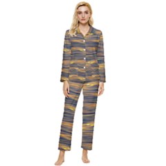 Sunset Waves Pattern Print Womens  Long Sleeve Velvet Pocket Pajamas Set by dflcprintsclothing