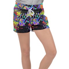 Crazy Multicolored Each Other Running Splashes Hand 1 Velour Lounge Shorts by EDDArt