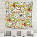 Comic Pow Bamm Boom Poof Wtf Pattern 1 Square Tapestry (Large) View2