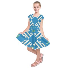 Abstract Pattern Geometric Backgrounds   Kids  Short Sleeve Dress by Eskimos