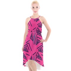 Abstract Pattern Geometric Backgrounds   High-low Halter Chiffon Dress  by Eskimos