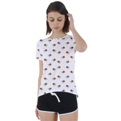 Funny Cartoon Sketchy Snail Drawing Pattern Short Sleeve Foldover Tee by dflcprintsclothing